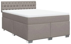 vidaXL Cama com molas/colchão 140x190 cm tecido castanho-acinzentado