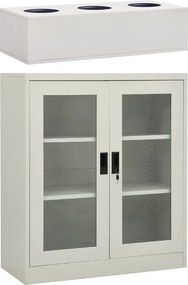 vidaXL Armário de escritório c/ floreira 90x40x128 cm aço cinza-claro