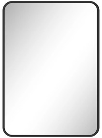 HOMCOM Espelho Casa de Banho 50x70 cm Espelho de Parede com Estrutura de Metal Vertical e Horizontal para Entrada Preto