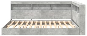 Cama estante com prateleira com cabeceira 2 pcs Cinzento cimento 140 x