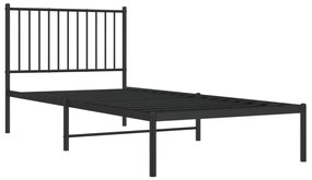 Estrutura de cama com cabeceira 90x200 cm metal preto