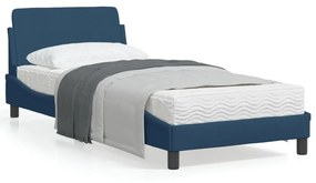 vidaXL Estrutura cama c/ cabeceira sem colchão tecido 90x200 cm azul