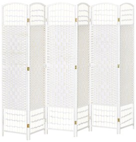 HOMCOM Biombo 6 Paineis Separador Ambientes Dobrável 242x170cm Divisória Fibra Papel Estilo Moderno Branco