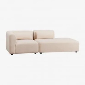 Sofá Modular De Canto Em 2 Peças Com Chaise Longue Direita Fogler Tecido Pele De Borrego Bege Creme - Sklum
