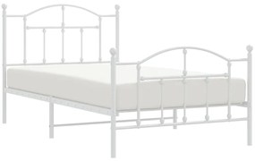 Estrutura de cama com cabeceira e pés 100x190 cm metal branco