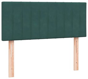 Cama com molas/colchão 120x220 cm veludo verde-escuro