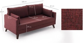 Sofá de 3 Lugares Bella – Vermelho Claret – 208x85x81 cm