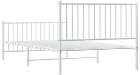 Estrutura de cama com cabeceira e pés 107x203 cm metal branco