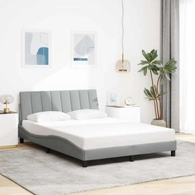 vidaXL Estrutura de cama sem colchão Hanko 140x190 cm tecido cinzento-claro