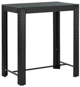 7 pcs conjunto de bar para jardim c/ almofadões vime PE preto