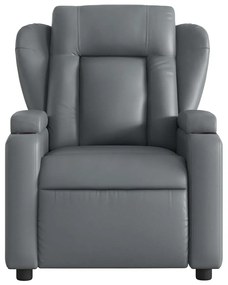 Poltrona de massagens reclinável couro artificial cinzento