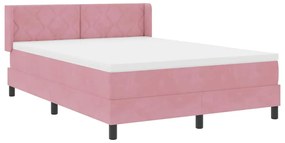 Cama Box Spring com Colchão Rosa 140x190 cm Veludo