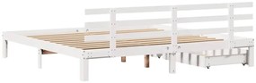 Estrutura de cama c/ gavetas 180x200 cm pinho maciça branco