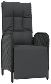 Conjunto de Jantar de Jardim com Almofadas Preto Vime PE