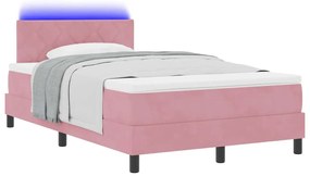 cama box spring vidaXL com colchão e LED rosa 120x190 cm veludo