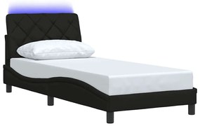 Estrutura de cama com LED sem colchão 90x190 cm tecido preto