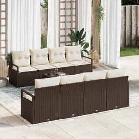 Conjunto de Sofá de Jardim vidaXL 9 Peças com Almofadas Marrom Rattan
