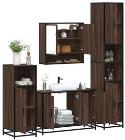 vidaXL 4 pcs conj. móveis WC derivados madeira cor carvalho castanho