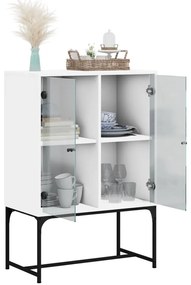 Armário de apoio c/ portas de vidro 69x37x100 cm branco