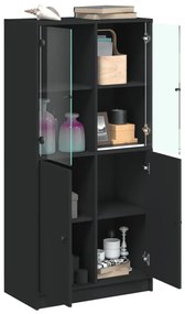Armário alto c/ portas 68x37x142 cm derivados de madeira preto