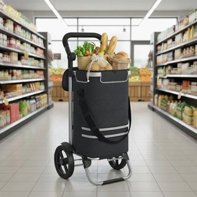 Carrinho de compras, 35 x 44 x 100 cm com bolsa térmica preto