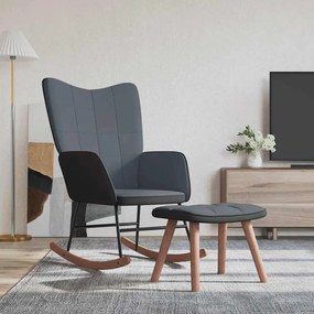 vidaXL Cadeira de baloiço com banco PVC e veludo cinzento-escuro