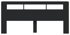 Cabeceira cama c/ LEDs 220x18,5x103,5 cm deriv. madeira preto
