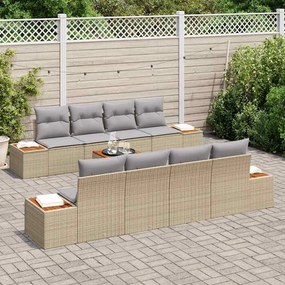 Conjunto de Sofás de Jardim vidaXL com Almofadas Bege Polirattan Acáci