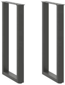 vidaXL Pés de mesa de console em forma de U, 2 peças, antracite, 28x(72-73) cm, aço