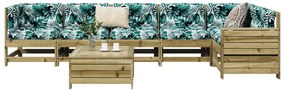 7 pcs conjunto sofás jardim madeira de pinho impregnada