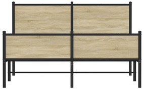 Estrutura de cama sem colchão 137x190 cm metal carvalho sonoma