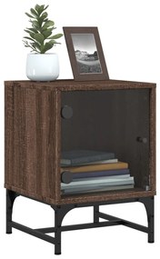Mesa de cabeceira c/ porta vidro 35x37x50 cm carvalho castanho