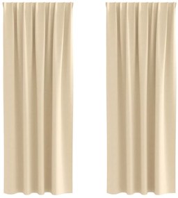 Cortinas com cortinas 2 pcs Creme 245 x 140 cm Poliéster