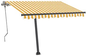 Toldo retrátil manual independente 350x250 cm amarelo e branco