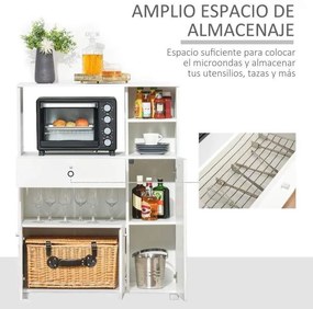 Aparador Auxiliar "Gourmet" de Cozinha - 100x45x130 cm - Branco - Desi
