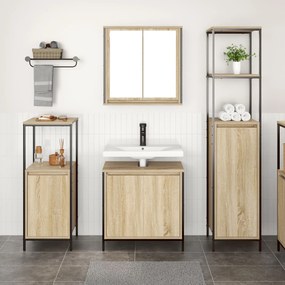 Conjunto de Móveis de Banheiro de 3 Peças Carvalho Sonoma Madeira Inge
