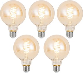Conjunto de 5 Lâmpadas LED Inteligentes E27 Reguláveis G95 Âmbar 4.9W 320 lm 2500K Zigbee