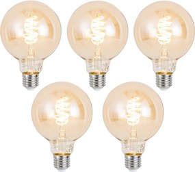 Conjunto de 5 Lâmpadas LED Smart E27 Dimmable G95 Âmbar 4.9W 320lm 2500K