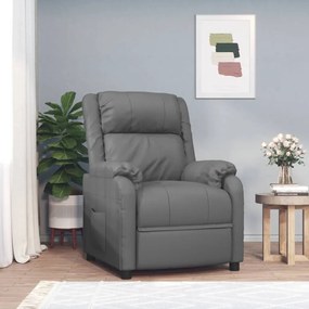 vidaXL Poltrona reclinável couro artificial cinzento