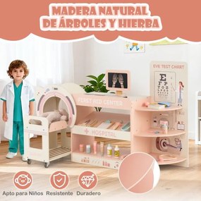 Conjunto de brincar aos médicos para crianças 115,5 x 30,5 x 72,5 cm com acessórios oftalmológicos e lâminas intercambiáveis para idades a partir dos