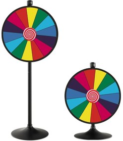 Roleta da Sorte Φ 60 cm Altura ajustável com base e 14 ranhuras personalizável Jogo com caneta apagável para festas Multicolorida