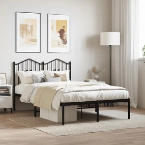 vidaXL Estrutura de cama com cabeceira 120x190 cm metal preto