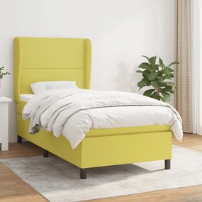 vidaXL Cama com molas/colchão 90x190 cm tecido verde