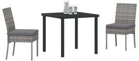 Conjunto de Jantar para Jardim - 3 Peças em Rattan Sintético Cinza