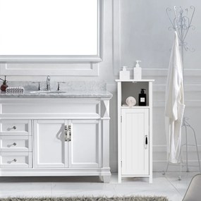 Armário para casa de banho com 3 prateleiras e porta  30 x 30 x 80 cm Branco