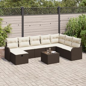 Conjunto de Sofás de Jardim vidaXL com Almofadas Rattan Poli Castanho