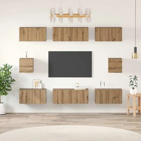 Conjunto de Estantes para TV 8 pcs carvalho artisiano