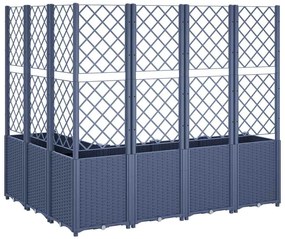 Vaso/floreira de jardim c/ treliça 160x120x140 cm PP cinzento azul