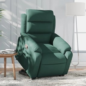 vidaXL Poltrona reclinável elevatória veludo verde-escuro