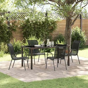 vidaXL Conjunto de Jantar 5 Peças de Jardim Preto Textilene e Aço